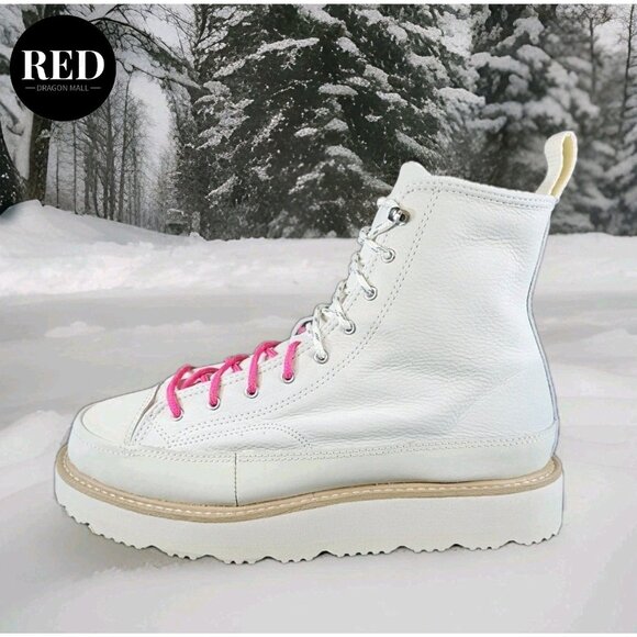 Converse Chuck Taylor Ivory Off White Leather Crafted Boot Men's 8.5 Women's 10 - Picture 9 of 15